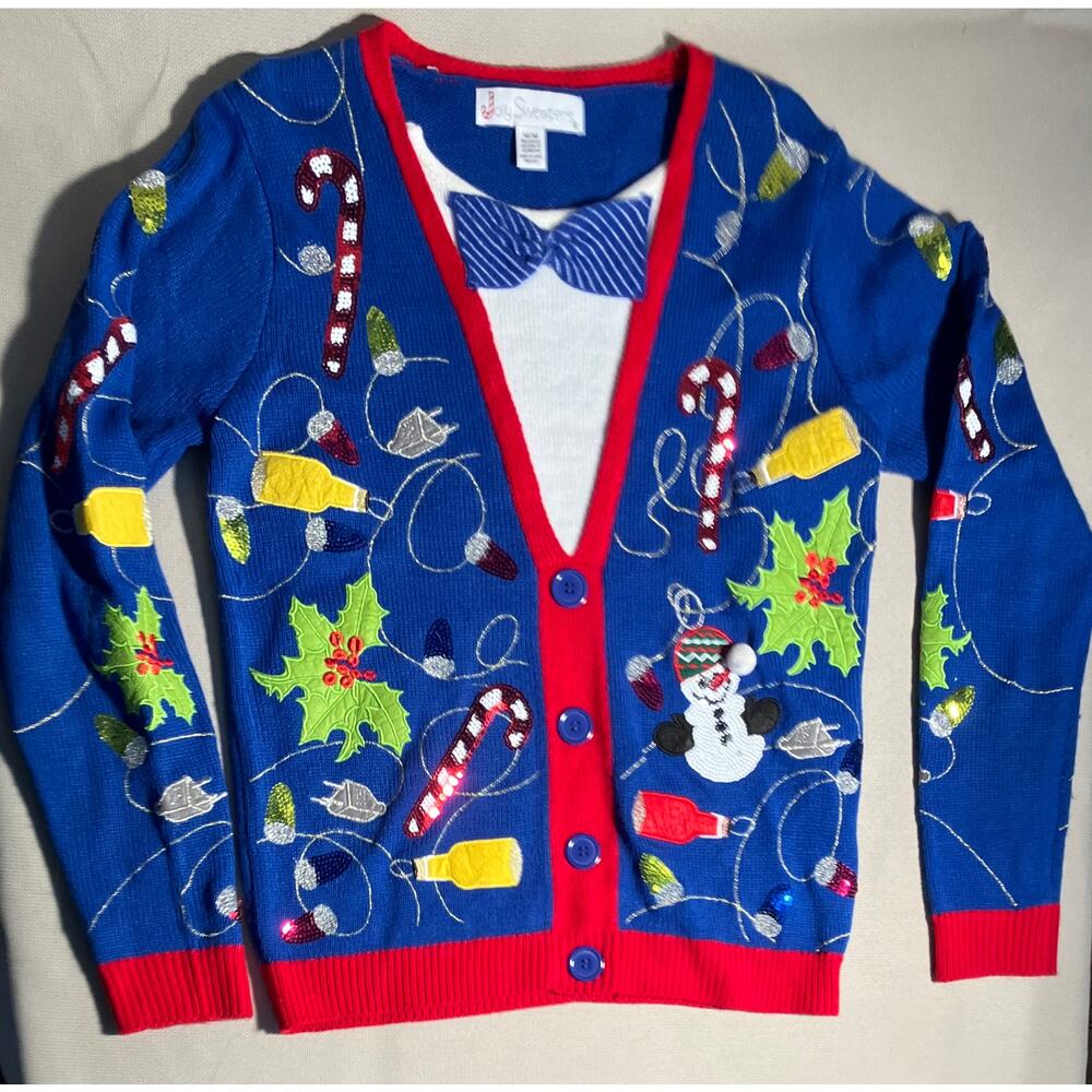 JOLLY‎ SWEATERS UGLY BLUE  CHRISTMAS SWEATER WOMAN'S Size M